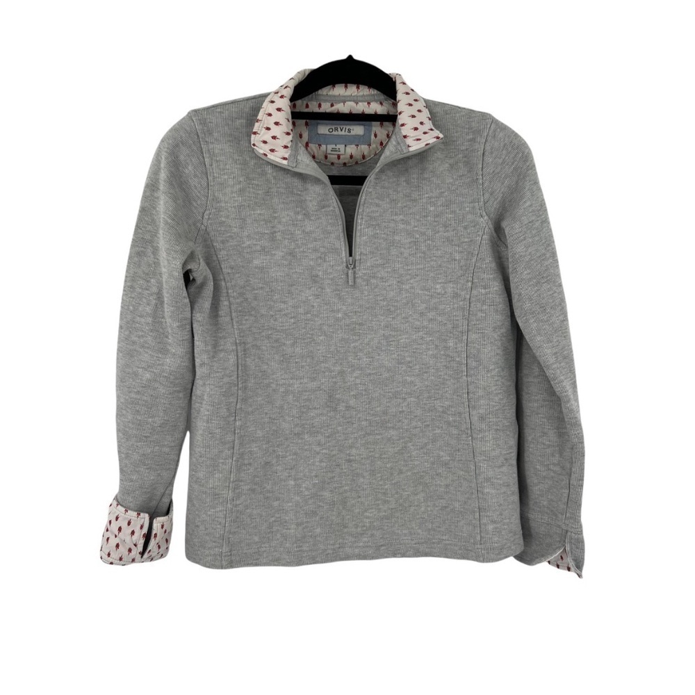 Orvis Gray Sandy Point 1/4 Zip Pullover Shirt Size Small Women's